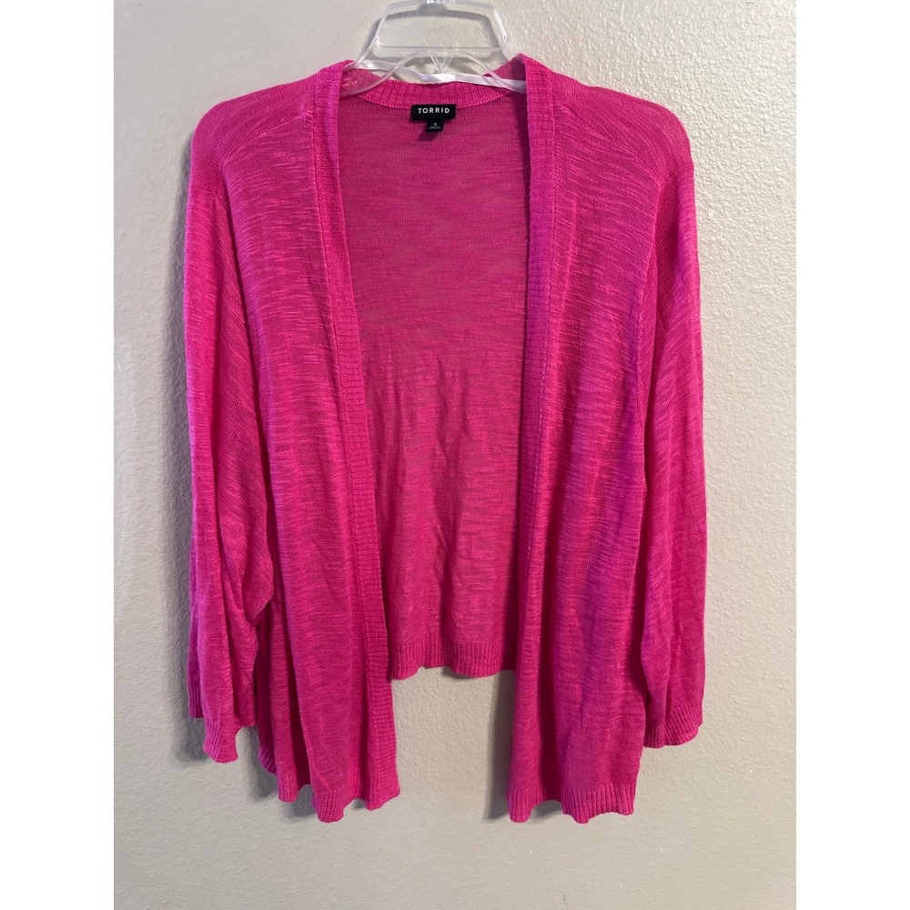 Torrid Cardigan Sweater Pink Lightweight Knit Open Front Women's Size 6